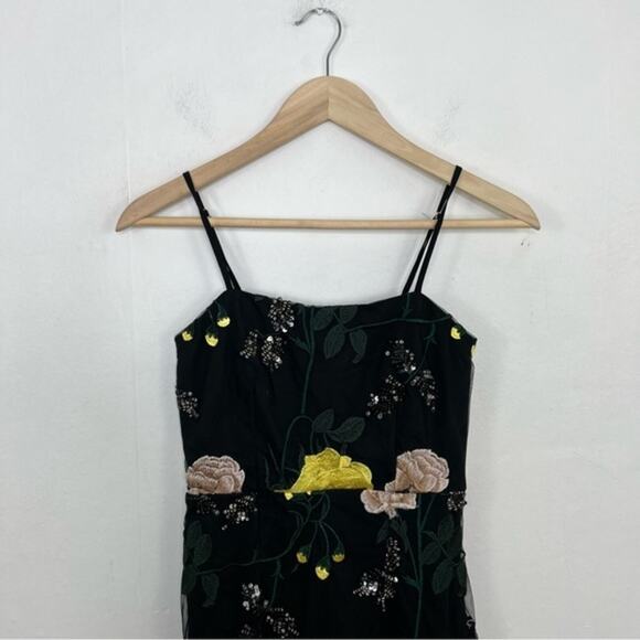Lulu's Rue Black Floral Embroidered Sequin Bodycon Mini Dress Size XS NWT - Picture 6 of 16